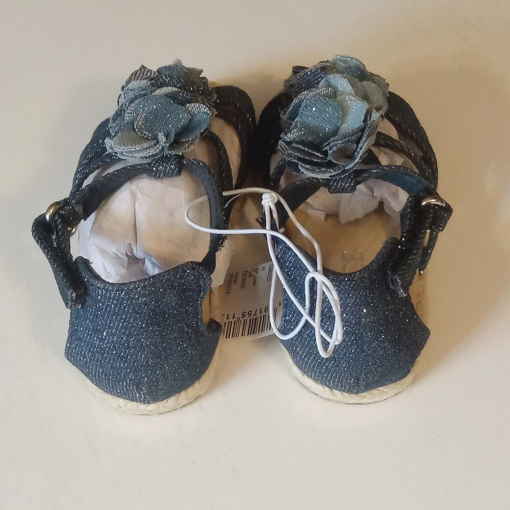 Girls Denim Flower Gladiator Sandal Toddler Size 7 {The Childrens Place} NWT